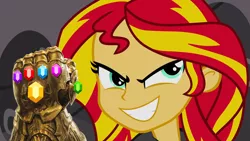Size: 1920x1080 | Tagged: safe, artist:3d4d, derpibooru import, edit, edited screencap, screencap, sunset shimmer, equestria girls, equestria girls (movie), avengers: endgame, avengers: infinity war, element of generosity, element of honesty, element of kindness, element of laughter, element of loyalty, element of magic, elements of harmony, female, male, straight, xk-class end-of-the-universe scenario