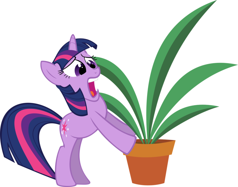 Size: 4001x3151 | Tagged: safe, artist:binaryninj4, derpibooru import, twilight sparkle, pony, unicorn, green isn't your color, plant, pot, potted plant, simple background, solo, transparent background, unicorn twilight, vector