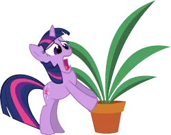 Size: 4001x3151 | Tagged: safe, artist:binaryninj4, derpibooru import, twilight sparkle, pony, unicorn, green isn't your color, plant, pot, potted plant, simple background, solo, transparent background, unicorn twilight, vector