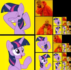 Size: 1360x1340 | Tagged: alicorn, artist:luckreza8, derpibooru import, drake, hotline bling, human, meme, recursion, safe, twilight sparkle, twilight sparkle (alicorn), wat