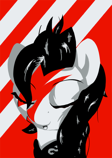 Size: 2480x3508 | Tagged: safe, artist:vultraz, derpibooru import, oc, oc:red pone (8chan), earth pony, pony, /pone/, 8chan, aladdin sane, bandana, david bowie, eyes closed, open mouth, solo, ziggy stardust