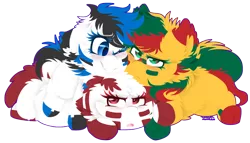 Size: 1180x677 | Tagged: safe, artist:vanillaswirl6, derpibooru import, oc, unofficial characters only, pony, baltic, cuddle puddle, cuddling, estonia, latvia, lithuania, pony pile, vanillaswirl6's nation ponies