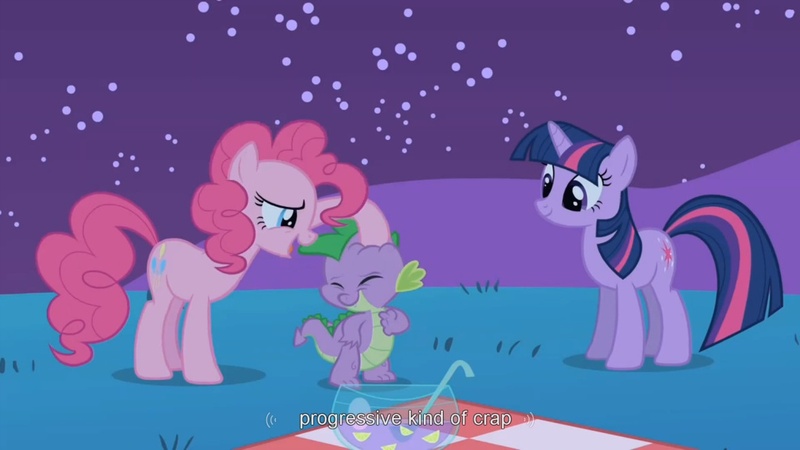 Size: 1176x662 | Tagged: caption, derpibooru import, edit, edited screencap, head pat, meme, owl's well that ends well, pat, pinkie pie, politics, punch bowl, punch (drink), safe, screencap, spike, twilight sparkle, youtube caption