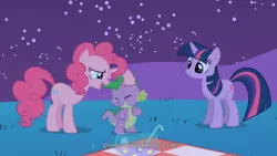 Size: 1176x662 | Tagged: caption, derpibooru import, edit, edited screencap, head pat, meme, owl's well that ends well, pat, pinkie pie, politics, punch bowl, punch (drink), safe, screencap, spike, twilight sparkle, youtube caption