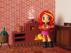 Size: 1200x900 | Tagged: safe, artist:whatthehell!?, derpibooru import, sunset shimmer, equestria girls, clothes, cooking pot, cuisine, eqventures of the minis, jar, kitchen, photo, stove