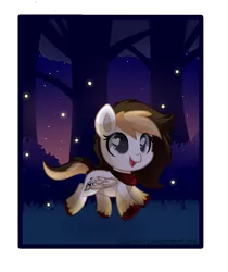 Size: 1421x1692 | Tagged: safe, artist:hikariviny, derpibooru import, oc, oc:sweet lullaby, firefly (insect), insect, pegasus, pony, bandana, chibi, female, forest, heart eyes, night, simple background, tail wrap, transparent background, unshorn fetlocks, wingding eyes