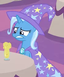 Size: 411x494 | Tagged: safe, derpibooru import, screencap, trixie, pony, unicorn, the last problem, cape, clothes, cropped, female, hat, mare, solo, trixie's cape, trixie's hat