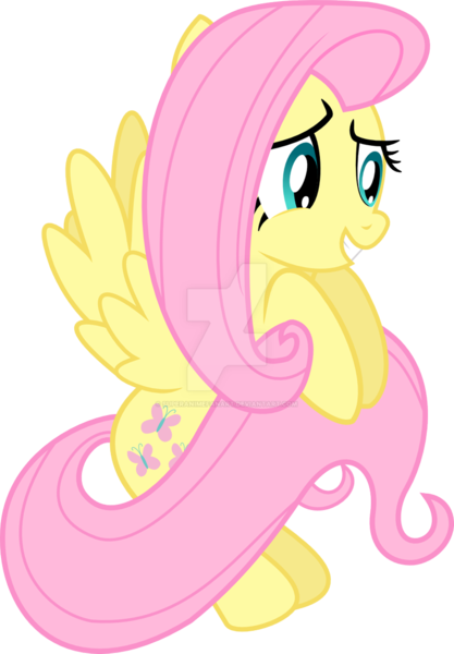 Size: 745x1072 | Tagged: safe, artist:superanimefanart, derpibooru import, fluttershy, pegasus, pony, daring don't, cute, female, flying, holding tail, mare, obtrusive watermark, shyabetes, simple background, smiling, solo, transparent background, vector, watermark, wings