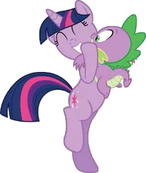 Size: 821x973 | Tagged: safe, artist:tgolyi, derpibooru import, spike, twilight sparkle, pony, unicorn, the crystal empire, bipedal, cute, female, happy, holding a dragon, hug, mare, simple background, spikelove, the failure song, transparent background, twiabetes, unicorn twilight, vector