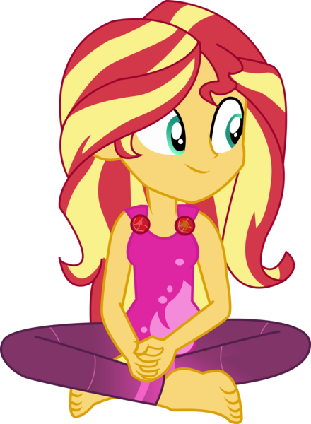 Size: 4111x5612 | Tagged: safe, artist:marcorois, derpibooru import, sunset shimmer, equestria girls, equestria girls series, wake up!, spoiler:choose your own ending (season 2), spoiler:eqg series (season 2), absurd resolution, barefoot, clothes, cute, feet, female, geode of empathy, magical geodes, pants, shimmerbetes, simple background, sitting, solo, transparent background, vector, wake up!: rainbow dash, yoga pants