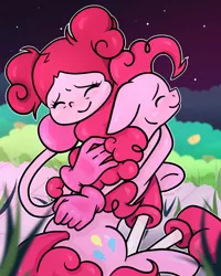 Size: 1024x1280 | Tagged: artist:flutterbases, crossover, derpibooru import, hug, pinkie pie, safe, similarities, spinel (steven universe), spoilers for another series, spoiler:steven universe, steven universe, steven universe: the movie