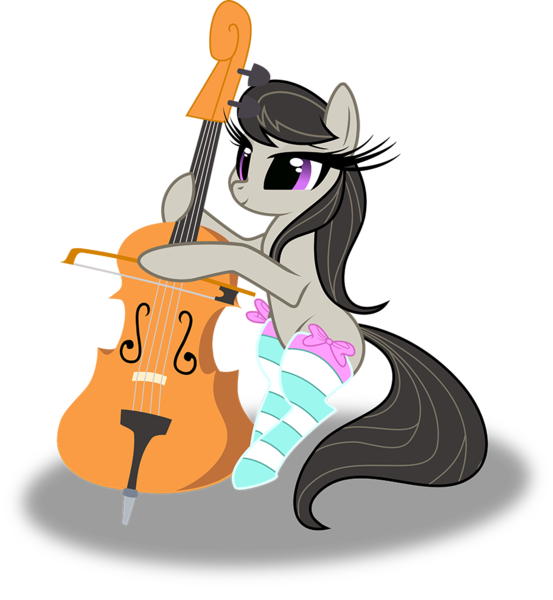 Size: 909x986 | Tagged: safe, artist:constellite, artist:prettypinkpony, derpibooru import, octavia melody, earth pony, pony, bow, bow (instrument), cello, clothes, cute, eyelashes, female, hoof hold, mare, musical instrument, simple background, socks, solo, striped socks, tavibetes, transparent background, vector