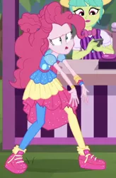 Size: 366x559 | Tagged: safe, derpibooru import, screencap, pinkie pie, equestria girls, equestria girls series, sunset's backstage pass!, spoiler:eqg series (season 2), background human, belle barker, clothes, cropped, duo, faic, shoes, sneakers