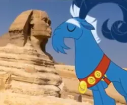 Size: 600x500 | Tagged: derpibooru import, egypt, forced perspective, grogar, safe, screencap, sphinx, the most evil q&a ever