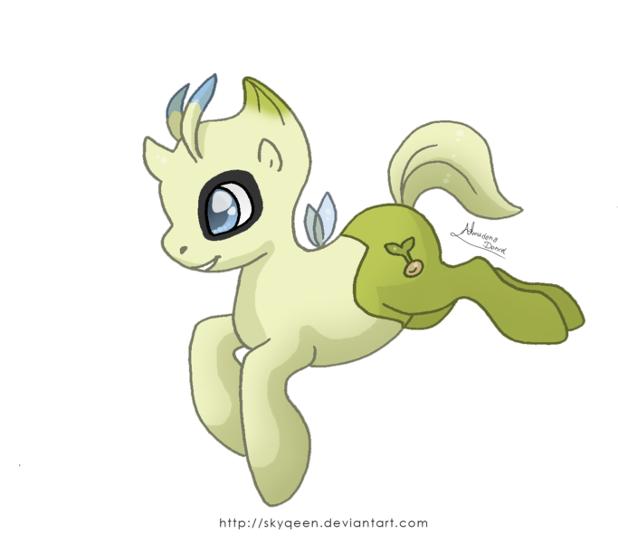 Size: 1312x1152 | Tagged: safe, artist:almairis, derpibooru import, ponified, celebi, pony, crossover, pokémon, simple background, solo, transparent background