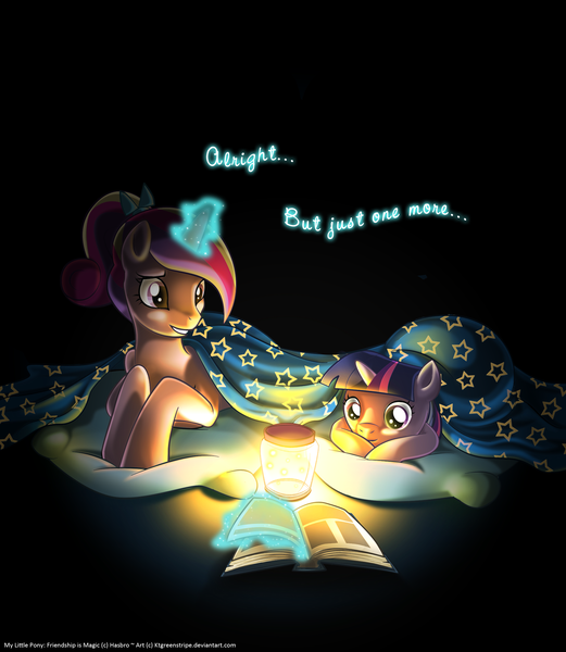 Size: 2000x2304 | Tagged: artist:jadedjynx, blanket, book, derpibooru import, female, filly, filly twilight sparkle, firefly (insect), insect, magic, princess cadance, reading, safe, twilight sparkle, younger