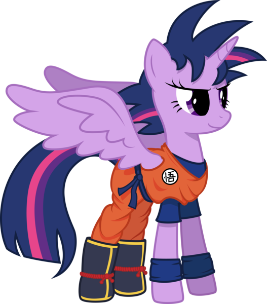 Size: 5567x6341 | Tagged: safe, artist:starbolt-81, derpibooru import, twilight sparkle, twilight sparkle (alicorn), alicorn, pony, absurd resolution, adobe illustrator, alternate hairstyle, carla castañeda, clothes, cosplay, costume, crossover, dragon ball z, female, goku, mare, mario castañeda, parody, solo, son goku, son twilight, super saiyan princess, vector, voice actor joke