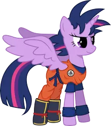 Size: 5567x6341 | Tagged: safe, artist:starbolt-81, derpibooru import, twilight sparkle, twilight sparkle (alicorn), alicorn, pony, absurd resolution, adobe illustrator, alternate hairstyle, carla castañeda, clothes, cosplay, costume, crossover, dragon ball z, female, goku, mare, mario castañeda, parody, solo, son goku, son twilight, super saiyan princess, vector, voice actor joke