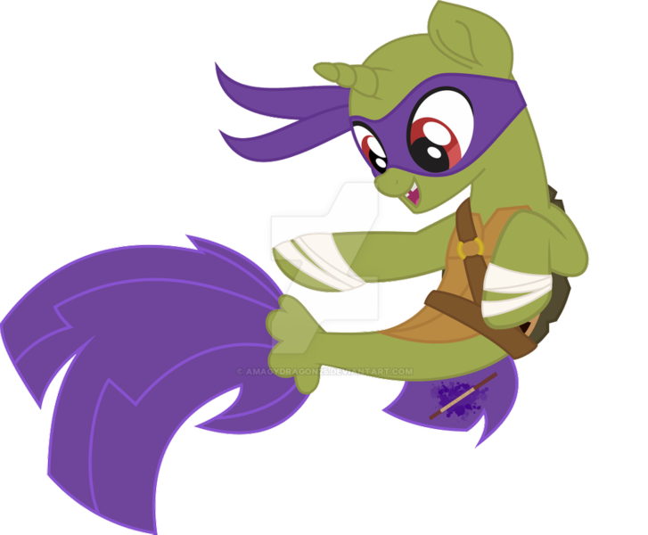 Size: 984x812 | Tagged: safe, artist:amagydragon25, artist:lorenacarrizo18, derpibooru import, ponified, pony, seapony (g4), base used, crossover, donatello, seaponified, species swap, teenage mutant ninja turtles, tmnt 2012