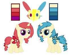 Size: 900x700 | Tagged: safe, artist:kurofa, derpibooru import, oc, ponified, unofficial characters only, minun, plusle, pony, crossover, pokémon