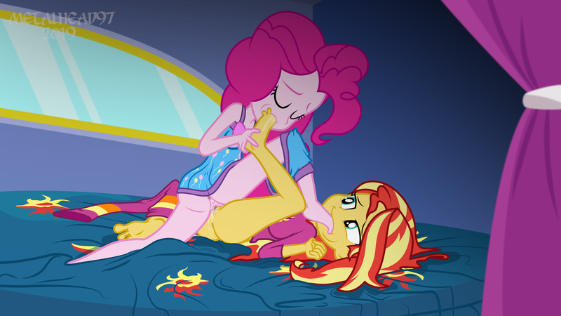 Size: 8000x4500 | Tagged: explicit, artist:metalhead97, derpibooru import, pinkie pie, sunset shimmer, equestria girls, equestria girls series, sunset's backstage pass!, spoiler:eqg series (season 2), anus, ass, balloonbutt, bottomless, breasts, bunset shimmer, butt, clitoris, clothes, commission, cum, cumming, cumming together, eyes closed, feet, female, fetish, foot fetish, foot worship, lesbian, messy hair, mutual foot worship, nudity, pajamas, pants, pants down, partial nudity, scissors, sex, shipping, show accurate, show accurate porn, soles, sunsetpie, toe sucking, toes, tribadism, vaginal secretions, vulva
