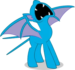 Size: 6309x5893 | Tagged: safe, artist:benybing, derpibooru import, ponified, bat pony, pony, zubat, crossover, eeee, open mouth, pokémon, simple background, solo, spread wings, transparent background, wings