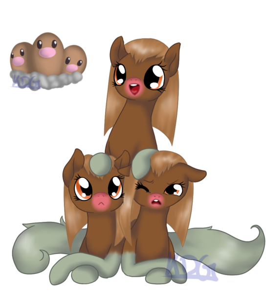 Size: 924x1020 | Tagged: safe, artist:mondlichtkatze, derpibooru import, ponified, dugtrio, pony, pokémon, simple background, solo, transparent background