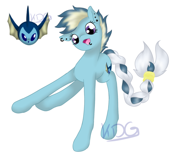 Size: 1358x1202 | Tagged: safe, artist:mondlichtkatze, derpibooru import, ponified, pony, vaporeon, crossover, pokémon, simple background, solo, transparent background