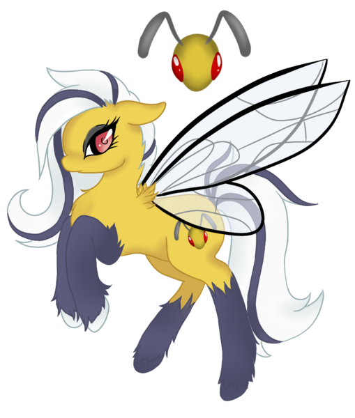 Size: 848x1000 | Tagged: safe, artist:mondlichtkatze, derpibooru import, ponified, beedrill, pony, crossover, pokémon, simple background, solo, transparent background