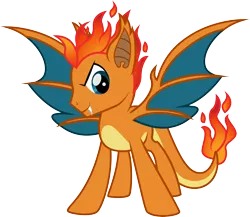 Size: 3246x2824 | Tagged: safe, artist:benybing, derpibooru import, ponified, charizard, dracony, dragon, hybrid, pony, crossover, fire, looking at you, mane of fire, pokémon, simple background, solo, spread wings, transparent background, wings