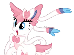 Size: 1024x766 | Tagged: safe, artist:nightmarelunafan, artist:softybases, derpibooru import, ponified, pony, sylveon, base used, crossover, pokémon, simple background, solo, transparent background