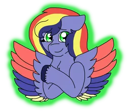 Size: 956x836 | Tagged: safe, artist:evelyncat, derpibooru import, oc, oc:paint swirl, unofficial characters only, pegasus, pony, kindverse, offspring, parent:rainbow dash, parent:soarin', parents:soarindash