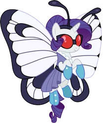 Size: 1001x1197 | Tagged: safe, artist:cloudyglow, derpibooru import, rarity, butterfree, pony, clothes, cosplay, costume, crossover, pokémon