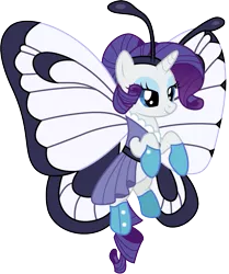 Size: 1001x1197 | Tagged: safe, artist:cloudyglow, derpibooru import, rarity, butterfly, butterfree, pony, clothes, cosplay, costume, crossover, pokémon, solo