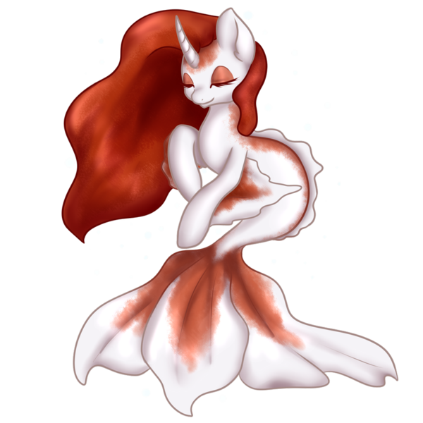 Size: 894x894 | Tagged: safe, artist:mondlichtkatze, derpibooru import, ponified, fish, goldeen, merpony, pony, crossover, pokémon, simple background, solo, transparent background