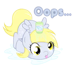 Size: 1000x943 | Tagged: safe, alternate version, artist:natsu714, derpibooru import, derpy hooves, pegasus, pony, :p, bubble, chibi, cute, derp, derpabetes, design, face down ass up, i just don't know what went wrong, oops, shirt design, simple background, solo, tongue out, transparent background