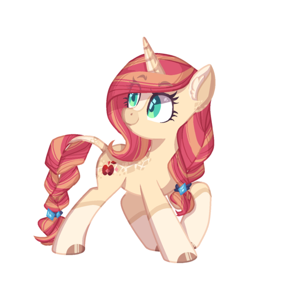 Size: 1410x1456 | Tagged: safe, artist:corporalvortex, artist:melodysweetheart, derpibooru import, oc, oc:ruby apple, unofficial characters only, pony, unicorn, base used, blaze (coat marking), braid, braided tail, coat markings, eye clipping through hair, eyebrows visible through hair, female, leonine tail, magical lesbian spawn, mare, offspring, parent:applejack, parent:rarity, parents:rarijack, simple background, socks (coat marking), solo, transparent background, two toned mane