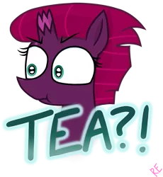 Size: 853x929 | Tagged: angry, artist:rainbow eevee edits, artist:徐詩珮, broken horn, cute, derpibooru import, disgusted, female, food, horn, meme, safe, simple background, sticker, tea, tempest shadow, transparent background, triggered, tsundere