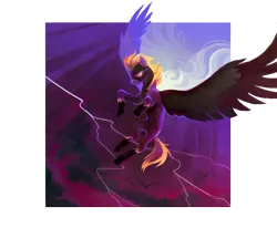 Size: 984x812 | Tagged: safe, artist:dearmary, derpibooru import, oc, oc:blaze (shadowbolt), bat, pegasus, pony, abstract background, aviator goggles, clothes, cloud, costume, flight suit, goggles, lightning, night, shadowbolts, shadowbolts costume, transparent, yellow mane