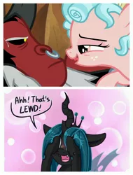 Size: 3106x4096 | Tagged: safe, artist:dsp2003, derpibooru import, edit, screencap, cozy glow, lord tirek, queen chrysalis, changeling, changeling queen, pony, frenemies (episode), age difference, cozirek, female, filly, implied foalcon, lewd, male, shipping, straight