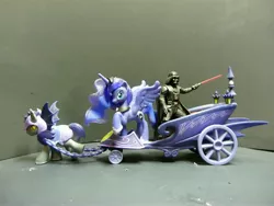 Size: 3648x2736 | Tagged: safe, derpibooru import, princess luna, bat pony, pony, darth vader, lightsaber, luna's chariot, merchandise, night guard, photo, star wars, toy, weapon