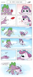 Size: 2550x5904 | Tagged: safe, artist:loreto-arts, derpibooru import, princess flurry heart, spike, alicorn, dragon, pony, comic:mr.spike's alicorn flurry, 2018, baby, baby pony, comic, cute, female, filly, flurrybetes, miss kobayashi's dragon maid, petting, reference, ruby, spikabetes, sweat, sweatdrop, uncle and niece, uncle spike, winged spike