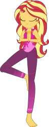 Size: 4376x11257 | Tagged: safe, artist:marcorois, derpibooru import, sunset shimmer, equestria girls, equestria girls series, wake up!, spoiler:choose your own ending (season 2), spoiler:eqg series (season 2), barefoot, clothes, eyes closed, feet, female, pants, simple background, solo, transparent background, vector, wake up!: rainbow dash, yoga, yoga pants