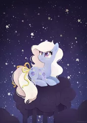 Size: 524x744 | Tagged: artist:tsurime, derpibooru import, g1, g1 to g4, generation leap, night, night glider (g1), prone, safe, solo, stars