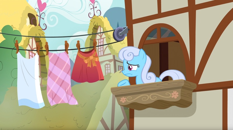 Size: 1680x942 | Tagged: safe, derpibooru import, screencap, linky, shoeshine, pony, the big mac question, clothes line, shoeshine's window, solo