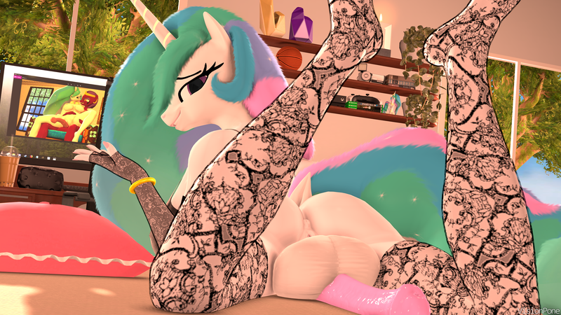 Size: 3840x2160 | Tagged: explicit, artist:vision, derpibooru import, princess celestia, sphinx (character), anthro, sphinx, 180 penis, 3d, balls, basketball, book, breasts, candle, clothes, crystal, futa, futa princess celestia, futa sphinx, horn, horsecock, image, intersex, keyboard, lingerie, monitor, nipples, nudity, penis, pink horsecock, plant, png, shelf, socks, solo, source filmmaker, sports, stockings, thigh highs, tree, wingless, wingless anthro, xbox one