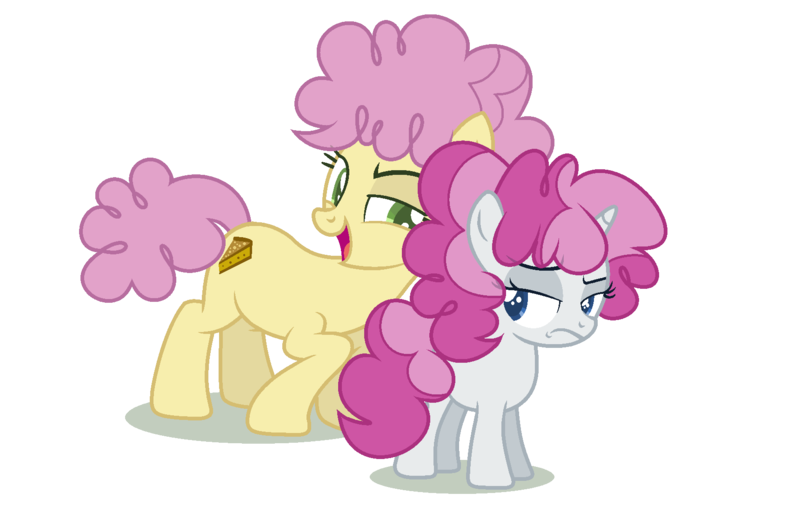 Size: 1720x1116 | Tagged: safe, artist:browniepawyt, derpibooru import, li'l cheese, oc, oc:poppy sprinkle, pony, unicorn, the last problem, female, filly, half-siblings, offspring, parent:party favor, parent:pinkie pie, parents:partypie, simple background, transparent background