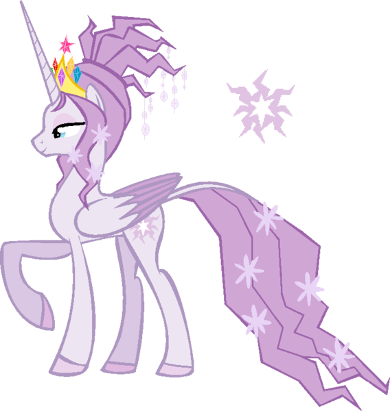 Size: 754x796 | Tagged: safe, artist:papptimea84, derpibooru import, edit, editor:mugen kagemaru, tree of harmony, oc, oc:harmony (heilos), ponified, unofficial characters only, alicorn, pony, alicornified, big crown thingy, cutie mark, element of magic, female, flower, flower in hair, flower in tail, jewelry, mare, race swap, raised hoof, regalia, simple background, solo, white background