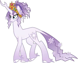 Size: 1027x835 | Tagged: safe, artist:faith-wolff, derpibooru import, edit, editor:mugen kagemaru, tree of harmony, oc, oc:harmony (heilos), ponified, unofficial characters only, classical unicorn, pony, unicorn, big crown thingy, cloven hooves, element of generosity, element of honesty, element of kindness, element of laughter, element of loyalty, element of magic, elements of harmony, flower, flower in hair, jewelry, leonine tail, regalia, simple background, smiling, solo, unshorn fetlocks, white background
