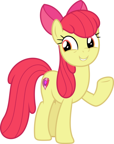 Size: 3571x4491 | Tagged: safe, artist:timeymarey007, derpibooru import, apple bloom, earth pony, pony, growing up is hard to do, apple bloom's bow, bow, cutie mark, female, hair bow, mare, older, older apple bloom, raised hoof, simple background, smiling, solo, the cmc's cutie marks, transparent background, underhoof, vector